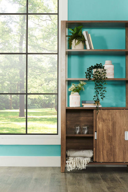 Bibliothèque Jude 36 3 étagères avec meuble - Noisette|Bibliothèque Jude de 36 po à 3 tablettes avec armoire - noisette