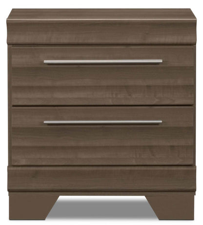 Table de nuit Olivia à 2 tiroirs, 23,5 L x 25,2 H, fabriquée au Canada - Gris | Table de nuit Olivia de 23,5 po (L) x 25,2 po (H) à 2 tiroirs, fabriquée au Canada - grise