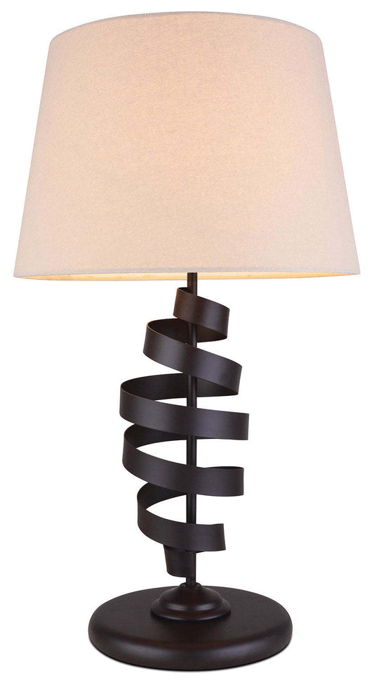 Brown Metal Scroll Table Lamp|Lampe de table à volutes en métal brun
