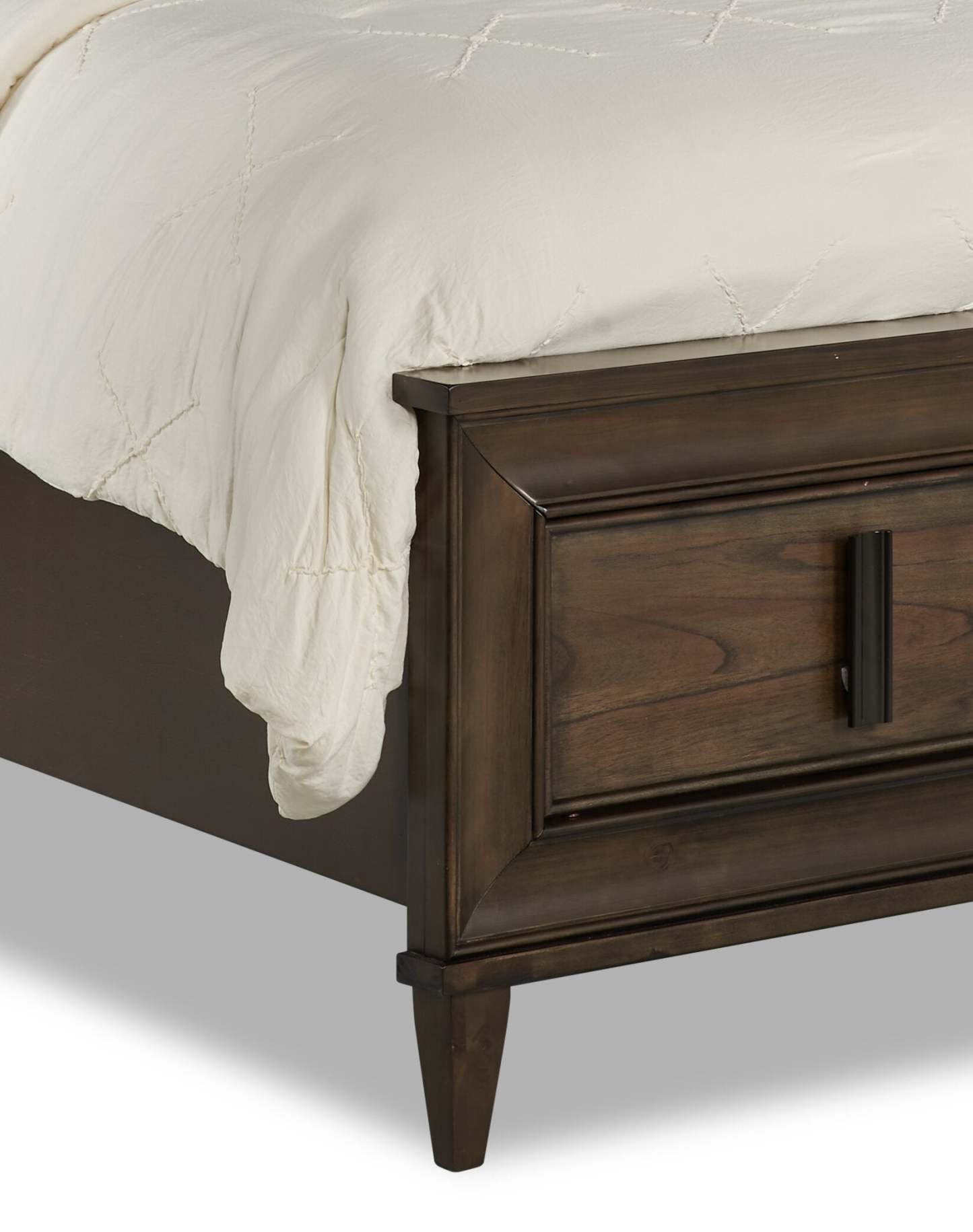 Lit plateforme de rangement Kane en cuir végétalien avec tête de lit et cadre de lit, brun - format grand lit | Lit rangement plateforme Kane avec tête de lit et cadre, cuir végétalien, marron - Queen Size