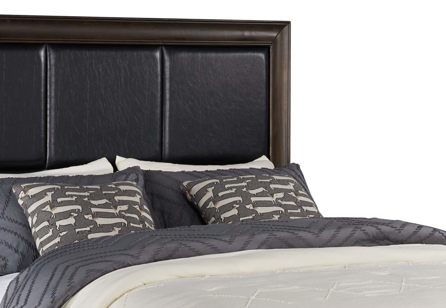 Lit plateforme de rangement Kane en cuir végétalien avec tête de lit et cadre de lit, brun - format grand lit | Lit rangement plateforme Kane avec tête de lit et cadre, cuir végétalien, marron - Queen Size