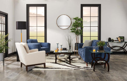 Chaise d'appoint en tissu d'apparence lin avec base en bois Adel 28,5 - Beige | Fauteuil d'appoint Adel de 28,5 po en tissu d'apparence lin avec piètement en bois - beige