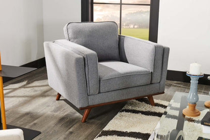 Fauteuil Kassia de Kort & Co. de 40,9 po en tissu d’apparence lin avec base et pattes en bois - gris