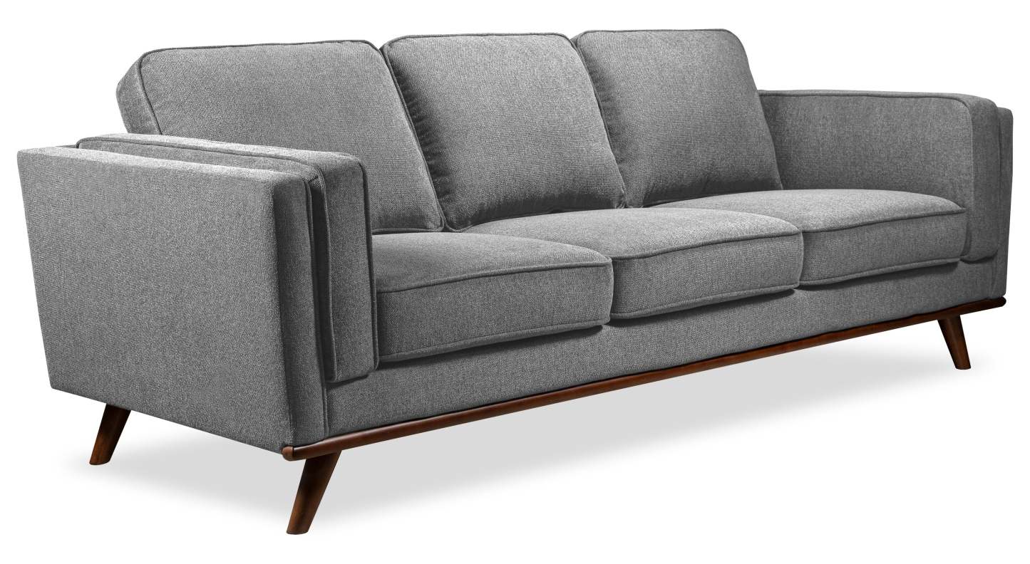 Sofa Kassia de Kort & Co. de 90,6 po en tissu d’apparence lin avec base et pattes en bois - gris