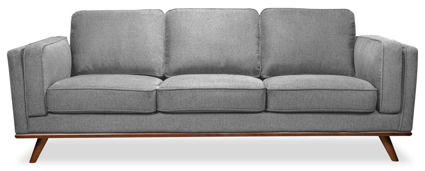 Sofa Kassia de Kort & Co. de 90,6 po en tissu d’apparence lin avec base et pattes en bois - gris
