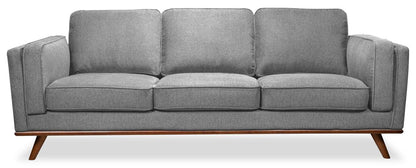 Sofa Kassia de Kort & Co. de 90,6 po en tissu d’apparence lin avec base et pattes en bois - gris