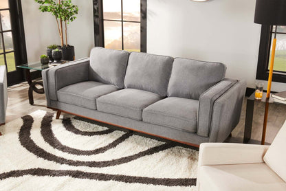 Sofa Kassia de Kort & Co. de 90,6 po en tissu d’apparence lin avec base et pattes en bois - gris