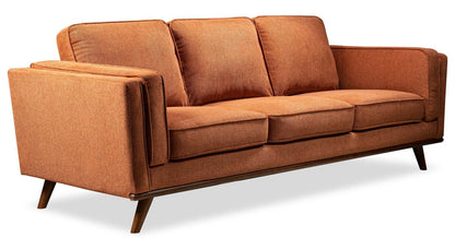 Sofa Kassia de Kort & Co. de 90,6 po en tissu d’apparence lin avec base et pattes en bois - orange