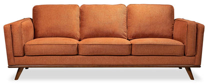 Sofa Kassia de Kort & Co. de 90,6 po en tissu d’apparence lin avec base et pattes en bois - orange