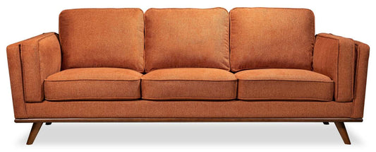 Sofa Kassia de Kort & Co. de 90,6 po en tissu d’apparence lin avec base et pattes en bois - orange