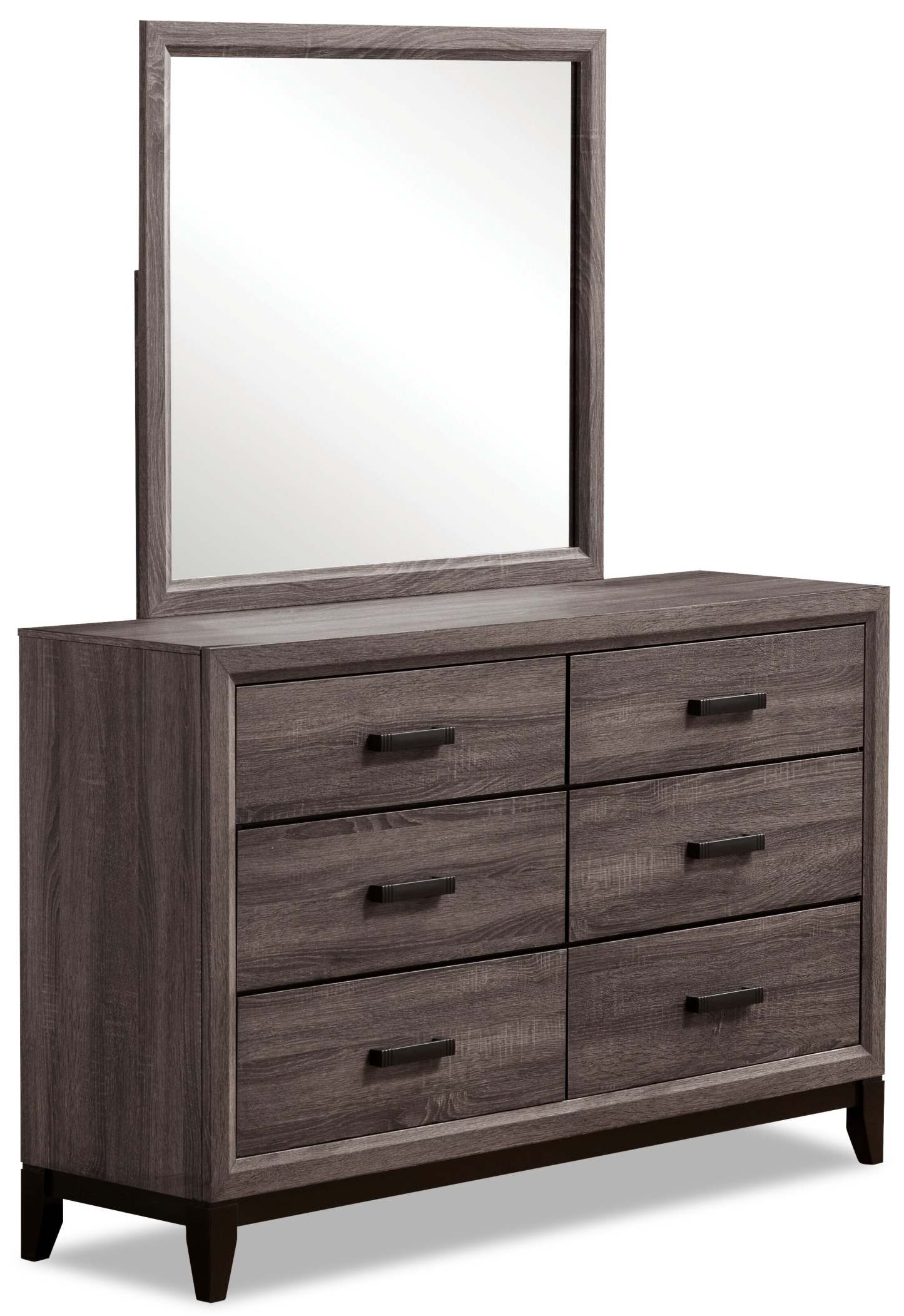 Commode à 6 tiroirs Kate pour chambre à coucher, 58 L x 37 H - Gris/Marron | Commode Kate de 58 po (L) x 37 po (H) à 6 tiroirs pour la chambre à coucher - gris-brun