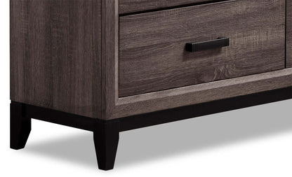Commode à 6 tiroirs Kate pour chambre à coucher, 58 L x 37 H - Gris/Marron | Commode Kate de 58 po (L) x 37 po (H) à 6 tiroirs pour la chambre à coucher - gris-brun
