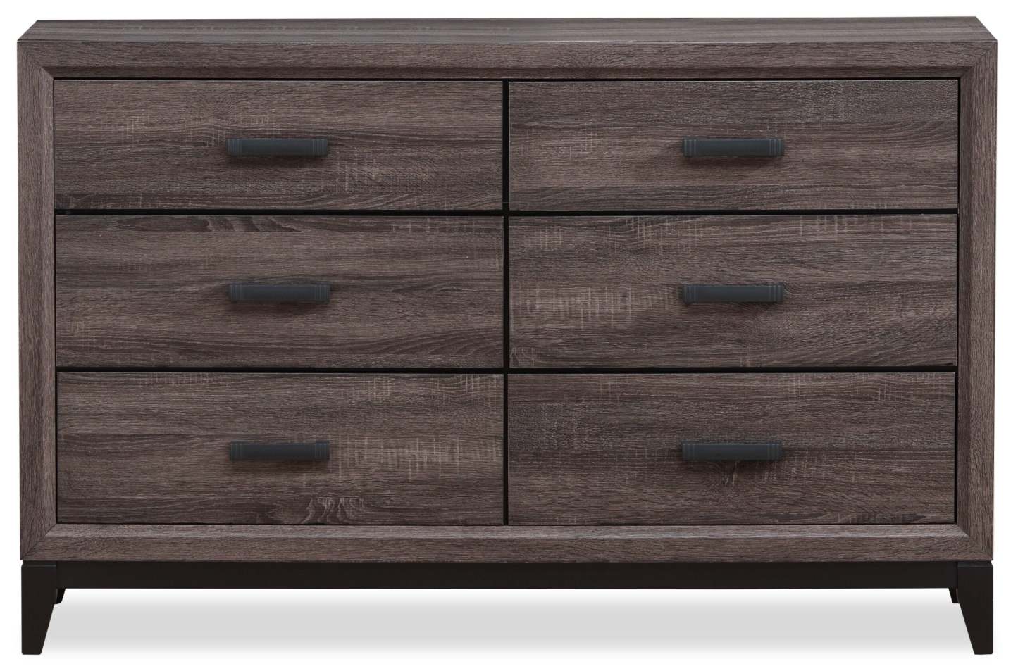 Commode à 6 tiroirs Kate pour chambre à coucher, 58 L x 37 H - Gris/Marron | Commode Kate de 58 po (L) x 37 po (H) à 6 tiroirs pour la chambre à coucher - gris-brun