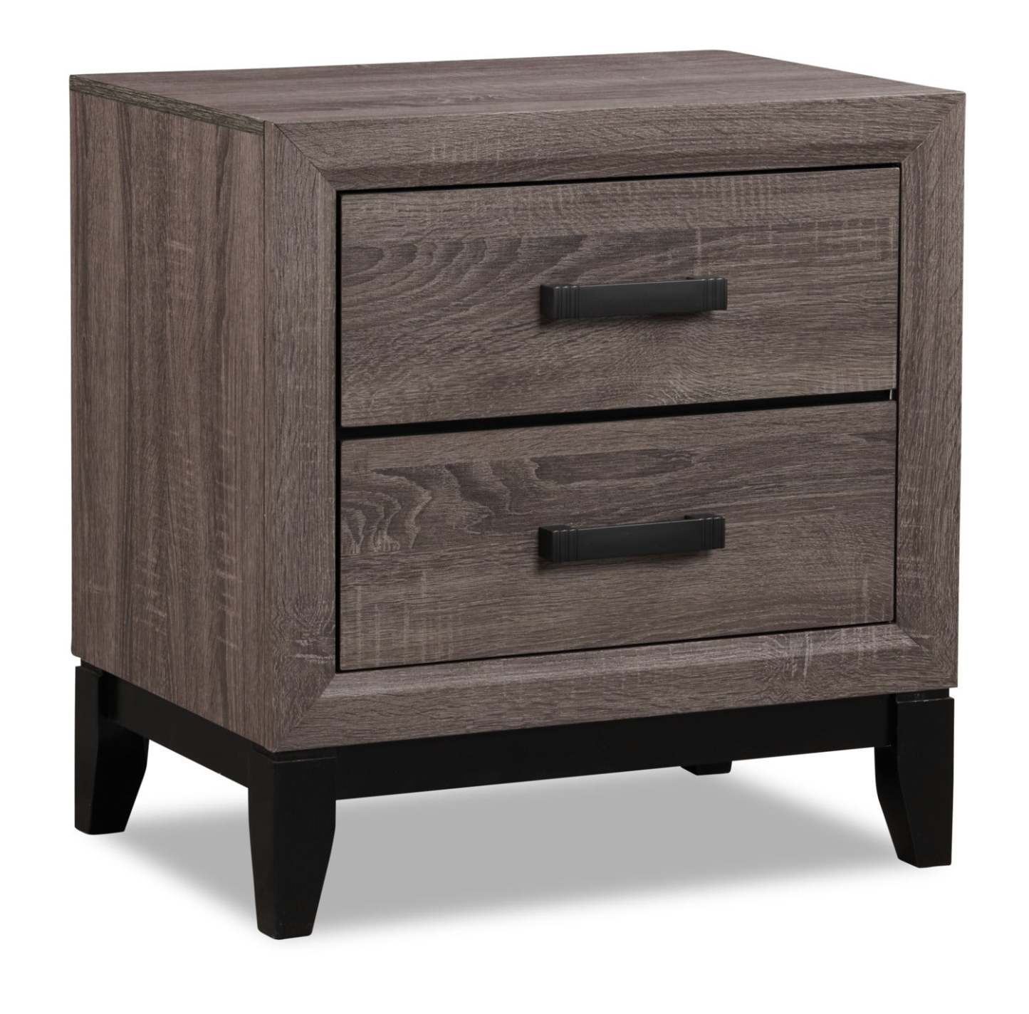 Table de nuit Kate à 2 tiroirs, 23,6 L x 24,8 H - Gris/Marron | Table de nuit Kate de 23,6 po (L) x 24,8 po (H) à 2 tiroirs - gris-brun