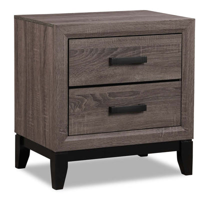 Table de nuit Kate à 2 tiroirs, 23,6 L x 24,8 H - Gris/Marron | Table de nuit Kate de 23,6 po (L) x 24,8 po (H) à 2 tiroirs - gris-brun