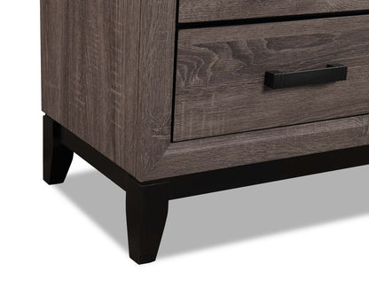 Table de nuit Kate à 2 tiroirs, 23,6 L x 24,8 H - Gris/Marron | Table de nuit Kate de 23,6 po (L) x 24,8 po (H) à 2 tiroirs - gris-brun