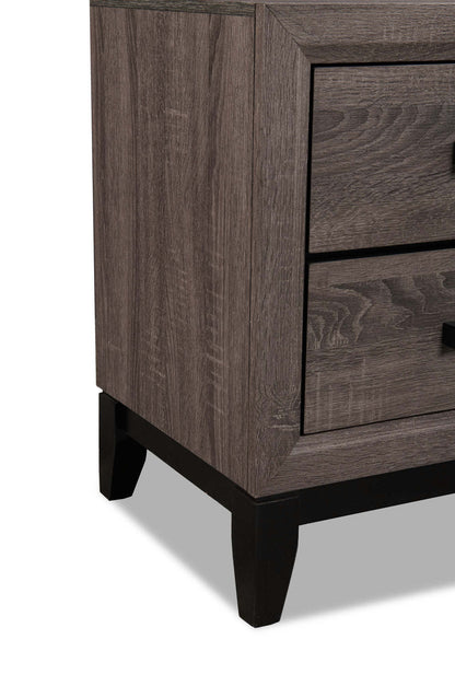 Table de nuit Kate à 2 tiroirs, 23,6 L x 24,8 H - Gris/Marron | Table de nuit Kate de 23,6 po (L) x 24,8 po (H) à 2 tiroirs - gris-brun
