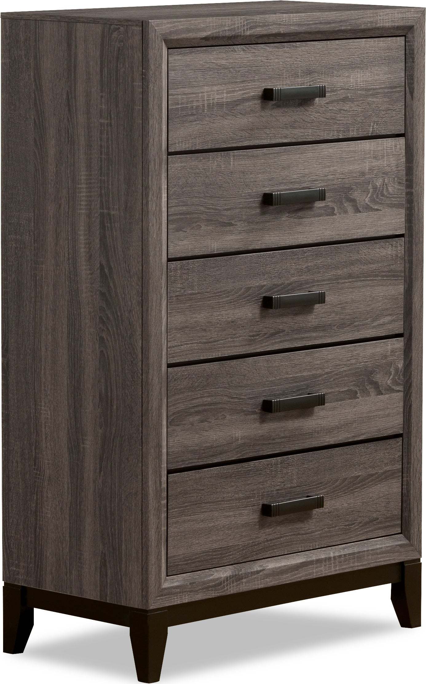 Commode de chambre Kate, 5 tiroirs, 31,1 L x 50,4 H - Gris/Marron | Commode verticale Kate de 31,1 po (L) x 50,4 po (H) à 5 tiroirs pour la chambre à coucher - gris-brun