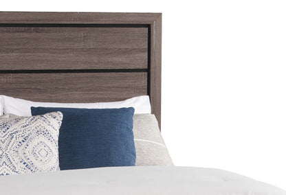 Lit à panneaux Kate avec tête de lit et cadre, gris/marron - Queen Size | Lit à panneau Kate avec tête de lit et cadre de lit, gris-brun - format grand lit