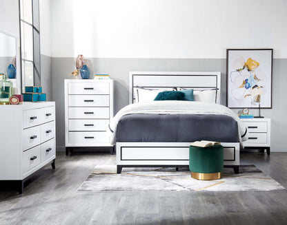 Commode de chambre Kate, 5 tiroirs, 31,1 L x 50,4 H - Blanc | Commode verticale Kate de 31,1 po (L) x 50,4 po (H) à 5 tiroirs pour la chambre à coucher - blanche