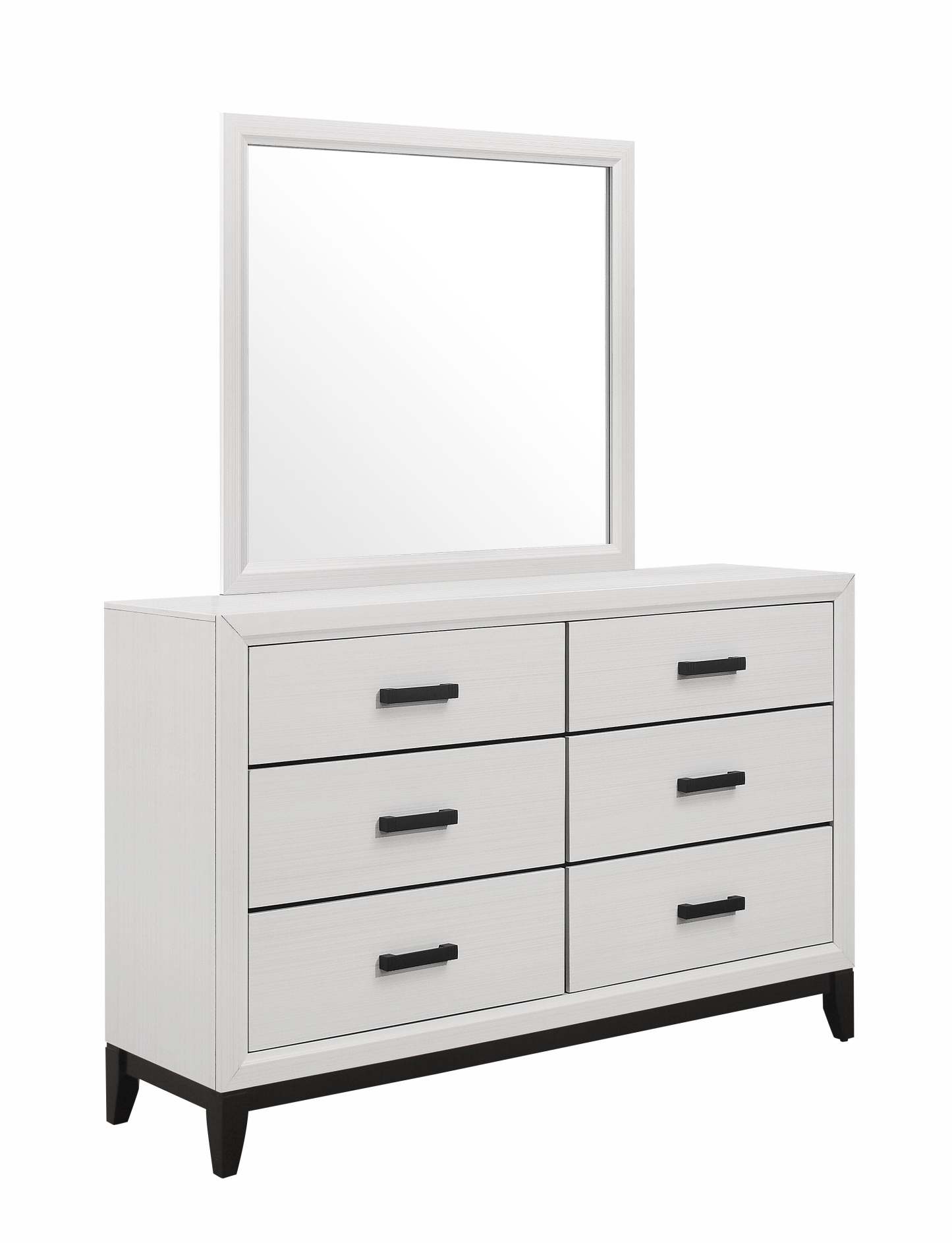 Kate 5pc Bedroom Set with Bed, Dresser & Mirror, White - King Size | Ensemble de chambre à coucher Kate 5 pièces avec lit, commode et miroir, blanc - taille king