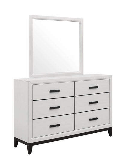 Ensemble de chambre à coucher Kate 5 pièces avec lit, commode et miroir, blanc - Queen Size | Ensemble de chambre à coucher Kate 5 pièces avec lit, commode et miroir, blanc - taille queen