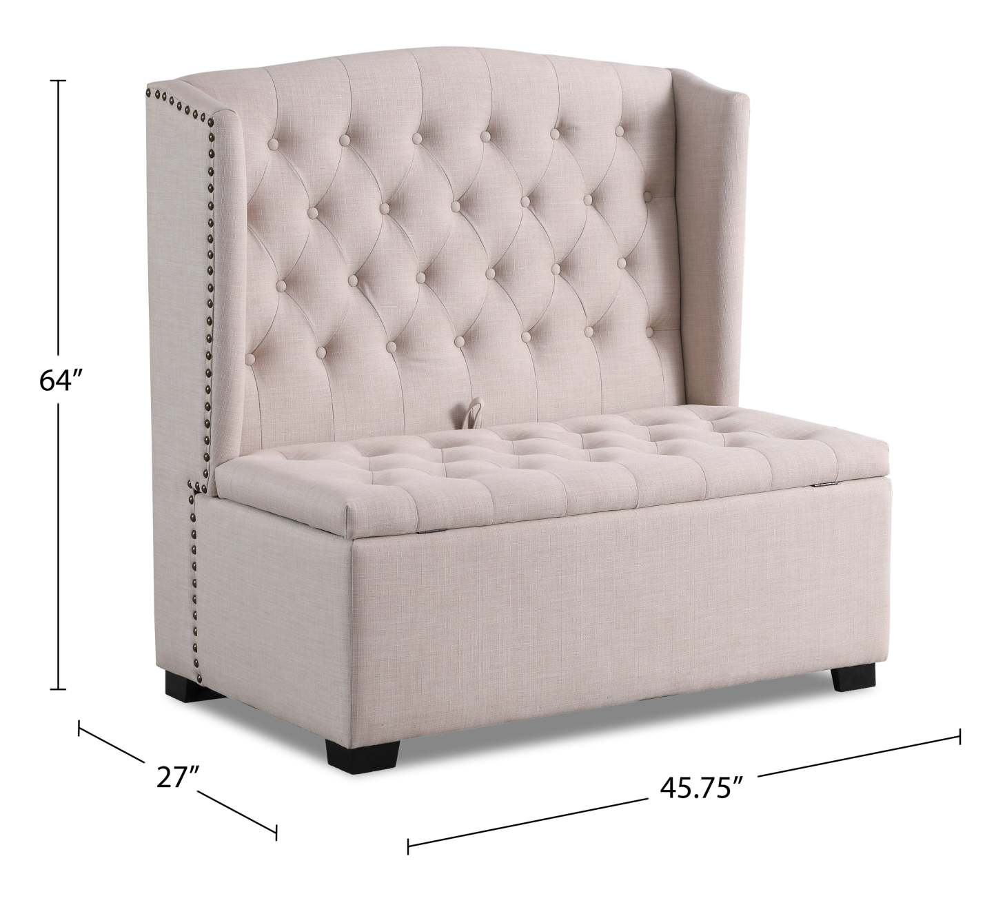 Katie 45.75 Wingback Storage Bench - Blanc|Banc de rangement à oreilles Katie de 45,75 po - blanc
