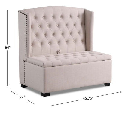 Katie 45.75 Wingback Storage Bench - Blanc|Banc de rangement à oreilles Katie de 45,75 po - blanc