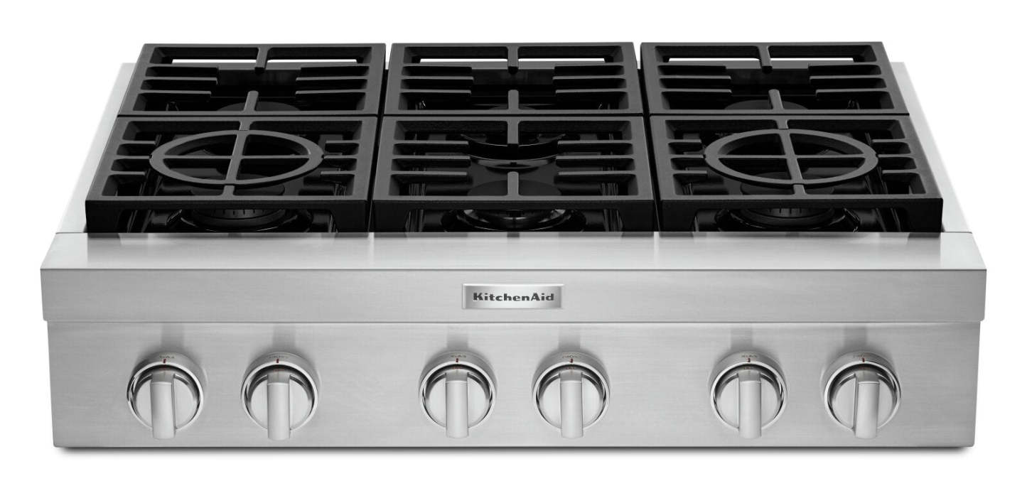 Surface de cuisson à gaz KitchenAid de 36 po à 6 éléments - acier inoxydable - KCGC506JSS