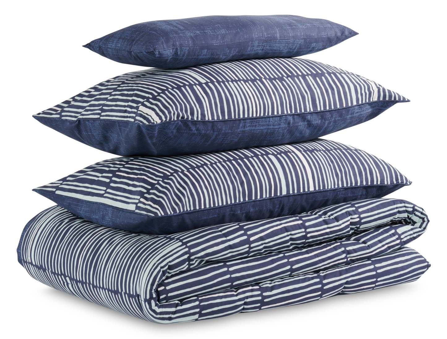 Kort &amp; Co. Lines Parure de lit 4 pièces pour très grand lit – Bleu | Ensemble d'édredon Lines 4 pièces de Kort &amp; Co. pour très grand lit - bleu