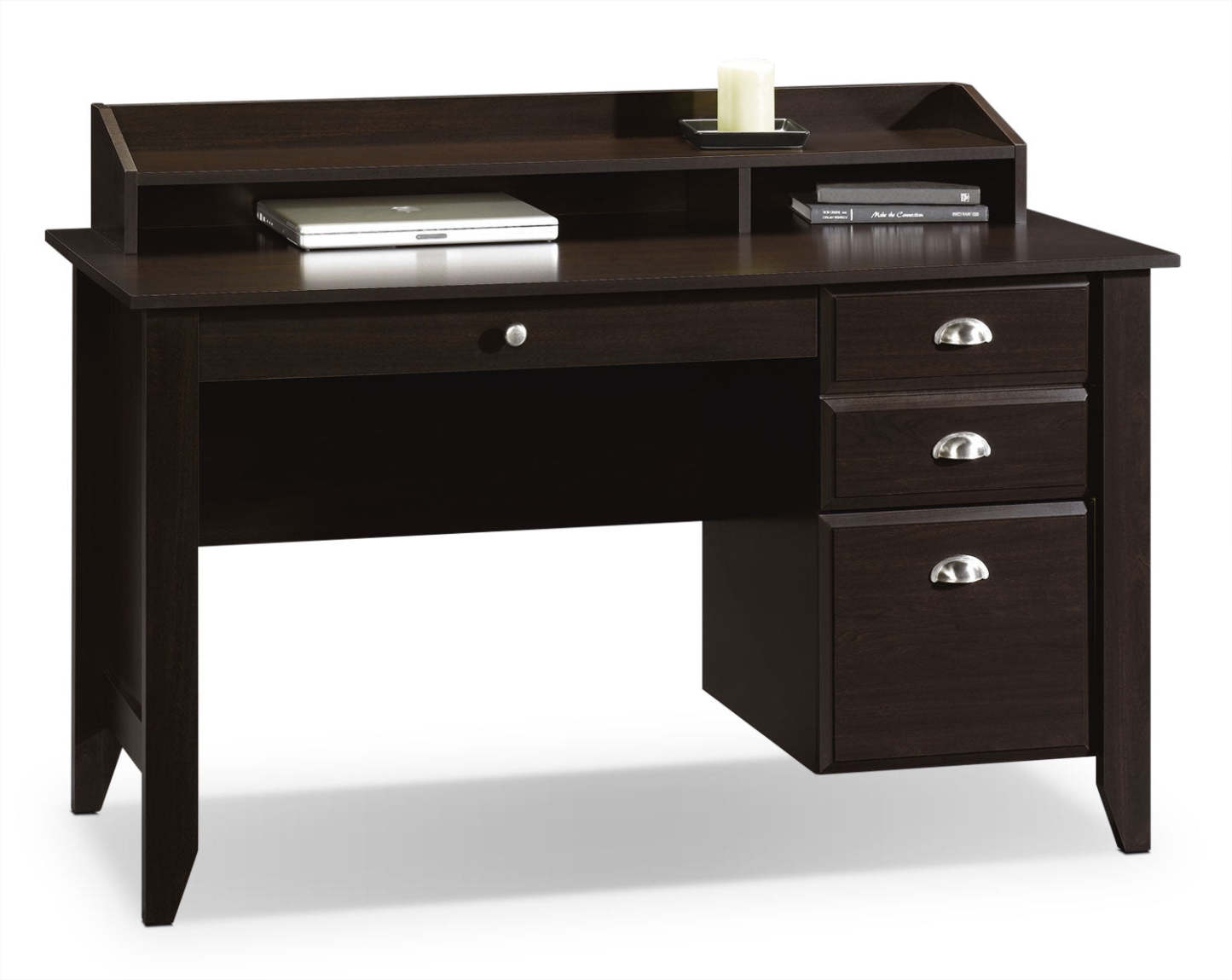 Shoal 53.15 Creek Office Desk with 3-Drawers &amp; Cubbyholes - Dark Brown|Bureau Shoal Creek de 53,15 po à 3 tiroirs avec compartiments ouverts - brun foncé