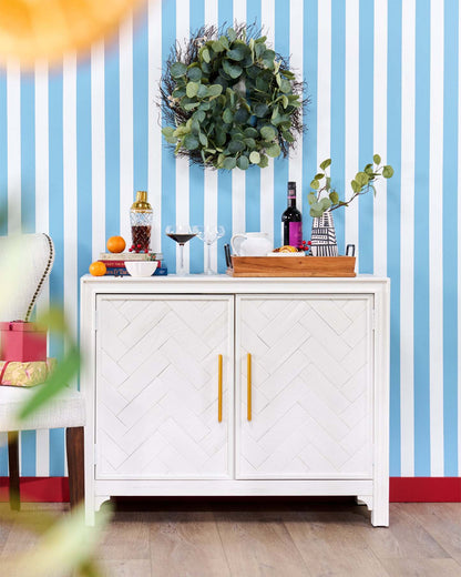 Armoire d'appoint en bois massif Keena 40 - Blanc|Armoire décorative Keena de 40 po en bois massif - blanche