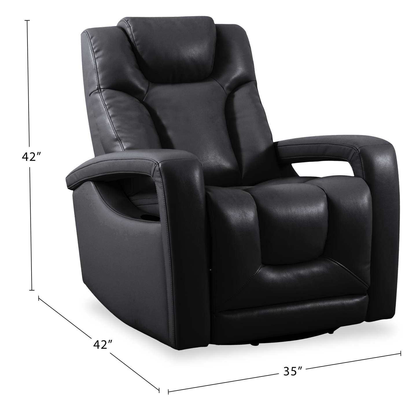 Kenzo 35 Fauteuil inclinable pivotant et coulissant en tissu d'apparence cuir - Noir | Fauteuil pivotant, coulissant et inclinable Kenzo de 35 po en tissu d'apparence cuir - noir