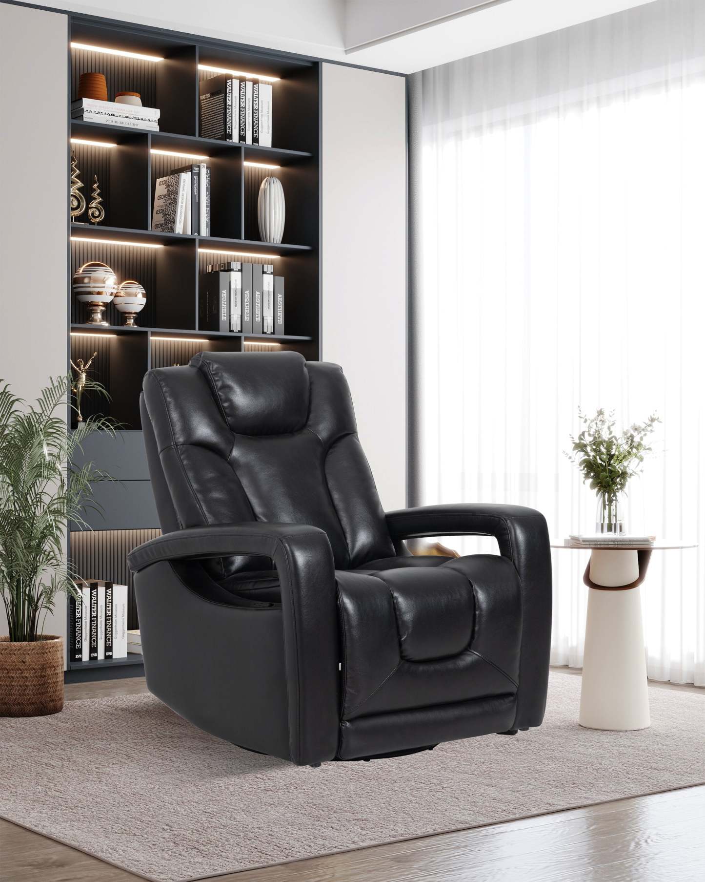 Kenzo 35 Fauteuil inclinable pivotant et coulissant en tissu d'apparence cuir - Noir | Fauteuil pivotant, coulissant et inclinable Kenzo de 35 po en tissu d'apparence cuir - noir