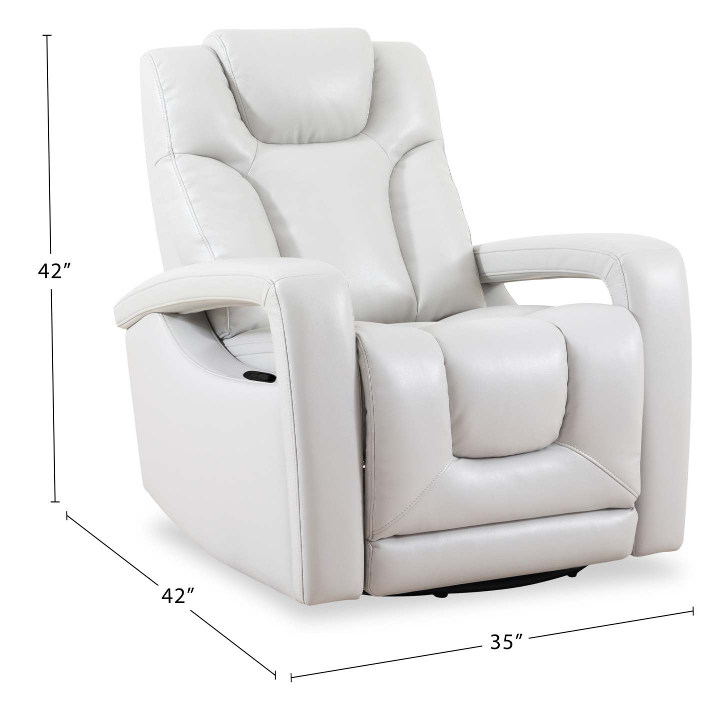 Kenzo 35 Fauteuil inclinable pivotant et coulissant en tissu d'apparence cuir - Gris brouillard | Fauteuil pivotant, coulissant et inclinable Kenzo de 35 po en tissu d'apparence cuir - gris brouillard