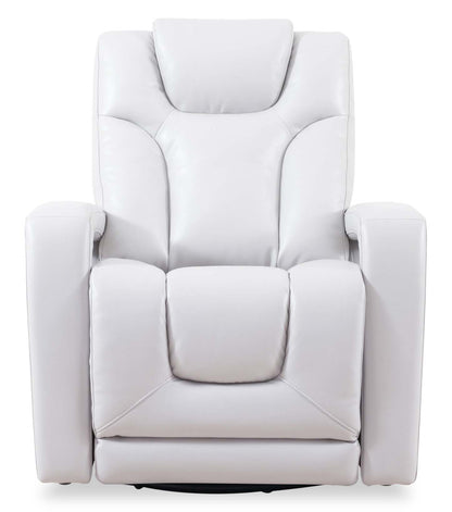 Kenzo 35 Fauteuil inclinable pivotant et coulissant en tissu d'apparence cuir - Gris brouillard | Fauteuil pivotant, coulissant et inclinable Kenzo de 35 po en tissu d'apparence cuir - gris brouillard