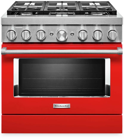 Cuisinière intelligente hybride KitchenAid de 5,1 pi³ avec autonettoyage - rouge passion - KFDC506JPA | KitchenAid 5.1 Cu. Ft. Smart Dual Fuel Range with Self-Clean - Passion Red - KFDC506JPA