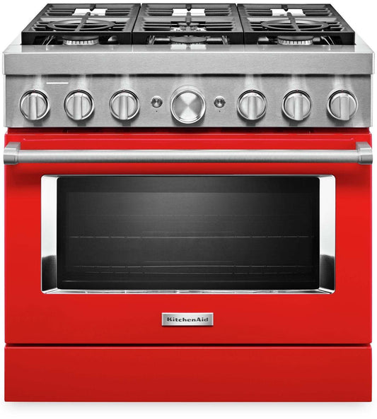Cuisinière intelligente hybride KitchenAid de 5,1 pi³ avec autonettoyage - rouge passion - KFDC506JPA | KitchenAid 5.1 Cu. Ft. Smart Dual Fuel Range with Self-Clean - Passion Red - KFDC506JPA