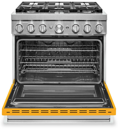 Cuisinière intelligente à gaz KitchenAid de 5,1 pi³ avec nettoyage automatique - poivron jaune - KFGC506JYP
