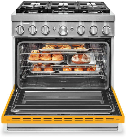 Cuisinière intelligente à gaz KitchenAid de 5,1 pi³ avec nettoyage automatique - poivron jaune - KFGC506JYP
