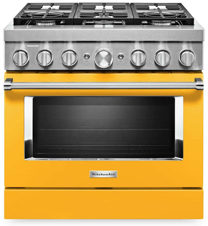 Cuisinière intelligente à gaz KitchenAid de 5,1 pi³ avec nettoyage automatique - poivron jaune - KFGC506JYP
