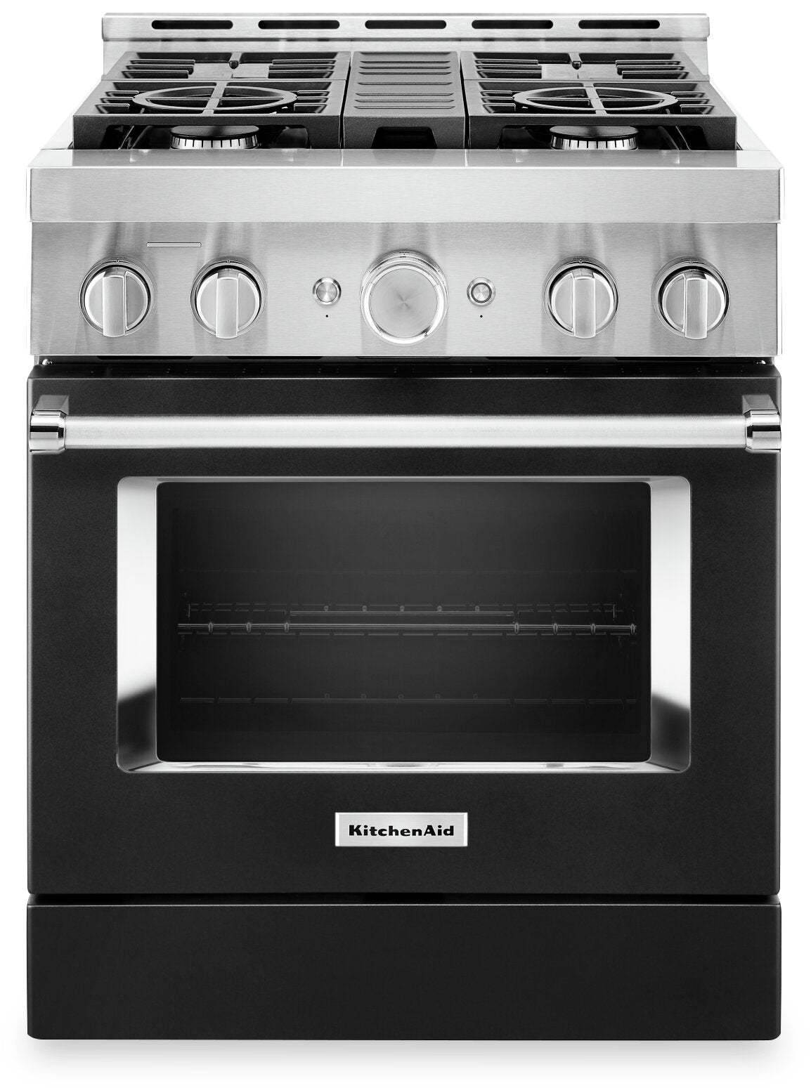 Cuisinière intelligente à gaz KitchenAid de 4,1 pi³ avec autonettoyage - noir impérial - KFGC500JBK | KitchenAid 4.1 Cu. Ft. Smart Gas Range with Self-Clean - Imperial Black - KFGC500JBK