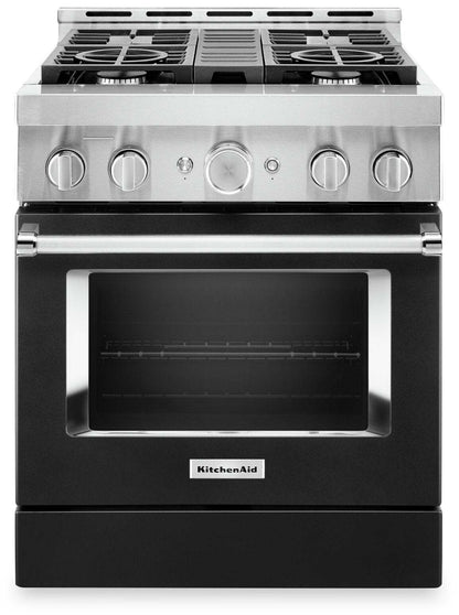 Cuisinière intelligente à gaz KitchenAid de 4,1 pi³ avec autonettoyage - noir impérial - KFGC500JBK | KitchenAid 4.1 Cu. Ft. Smart Gas Range with Self-Clean - Imperial Black - KFGC500JBK
