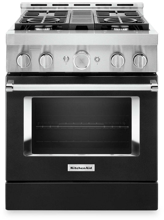 Cuisinière intelligente à gaz KitchenAid de 4,1 pi³ avec autonettoyage - noir impérial - KFGC500JBK | KitchenAid 4.1 Cu. Ft. Smart Gas Range with Self-Clean - Imperial Black - KFGC500JBK