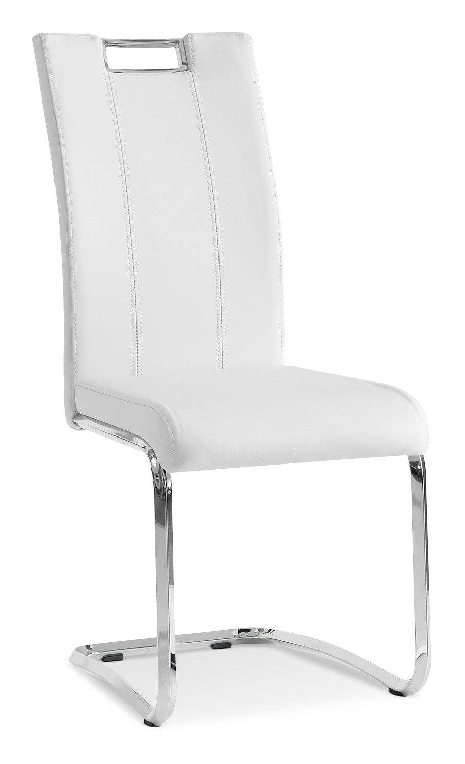 Chaise de salle à manger Tuxedo avec tissu en cuir végétalien, métal - Blanc | Chaise de salle à manger Tuxedo en tissu de cuir végétalien et en métal - blanche
