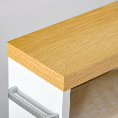 Meuble de salle de bain Kleankin Slim avec roulettes, rangement intégré et étagères en bois, idéal pour les petits espaces, blanc.