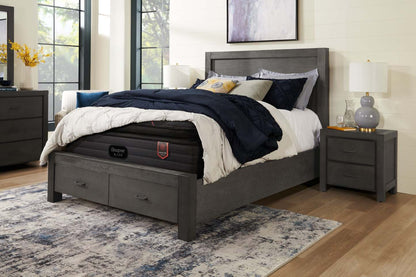 Table de nuit Koda à 2 tiroirs, 23,7 L x 23,7 H, Bois d'acacia - Gris | Table de nuit Koda de 23,7 po (L) x 23,7 po (H) à 2 tiroirs en acacia - grise