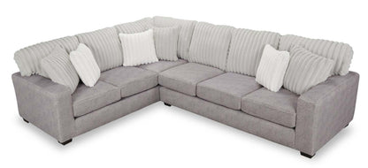 Fabriqué au Canada, canapé sectionnel Koda 2 pièces à gauche en tissu de chenille avec coussins réversibles - gris Paloma luxueux