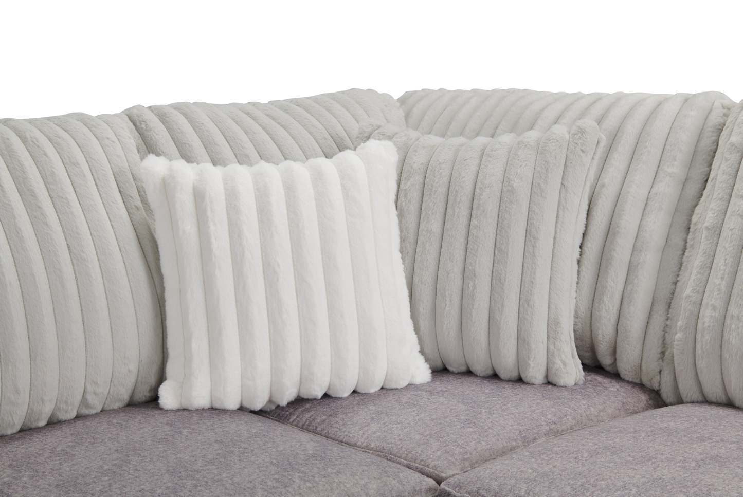 Fabriqué au Canada, canapé sectionnel Koda 2 pièces à gauche en tissu de chenille avec coussins réversibles - gris Paloma luxueux
