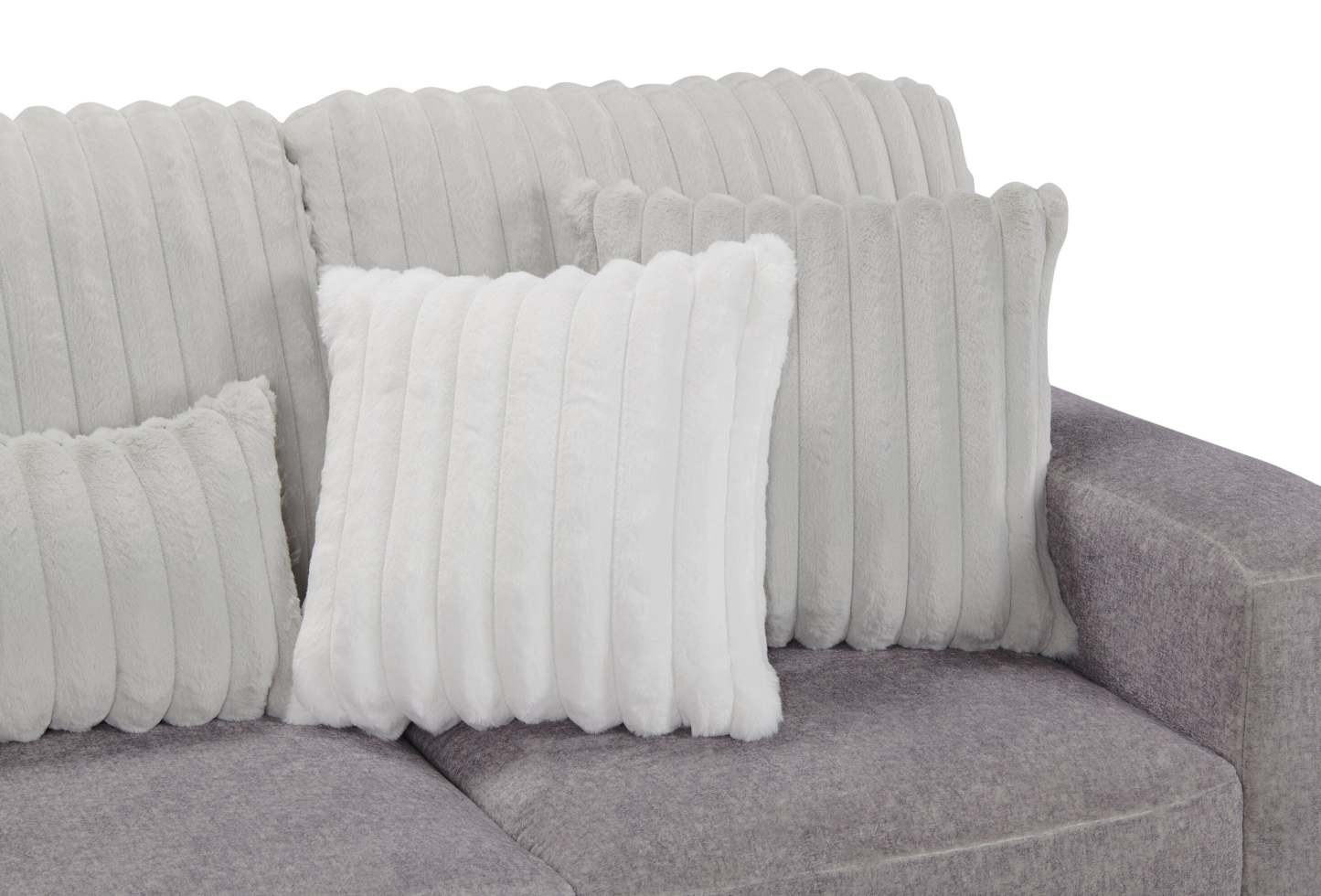 Fabriqué au Canada, canapé sectionnel Koda 2 pièces à gauche en tissu de chenille avec coussins réversibles - gris Paloma luxueux